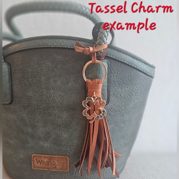CUSTOM Braided LEATHER Tassel Fringe Bag Charm *Choose Style *HandBag Accessory - Picture 3 of 11